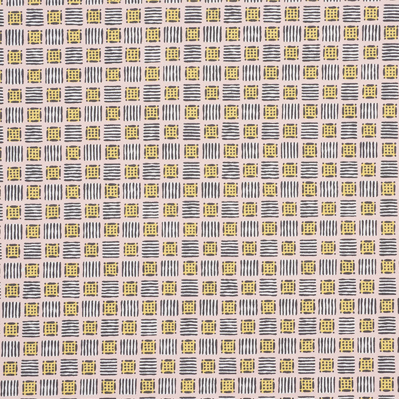 Schumacher Mottley Grid Pink Lemonade Fabric Sample 177861