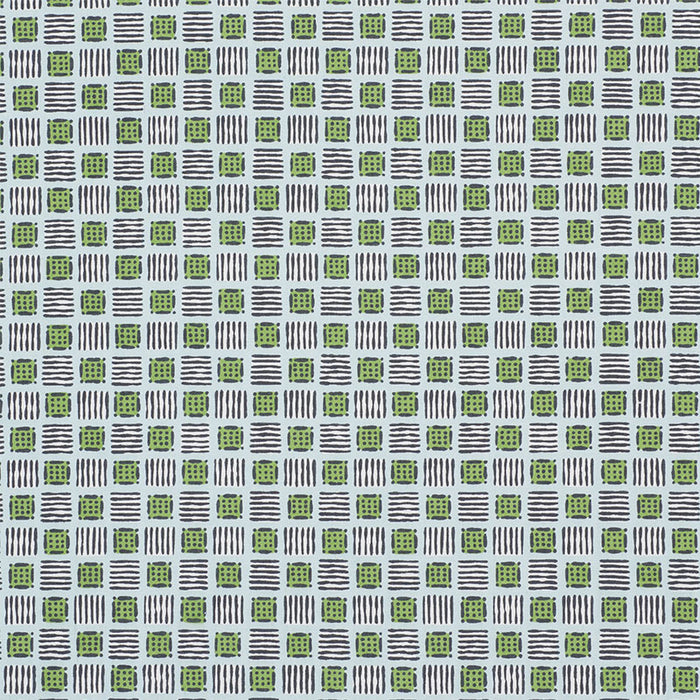 Schumacher Mottley Grid Sky & Putting Green Fabric Sample 177862