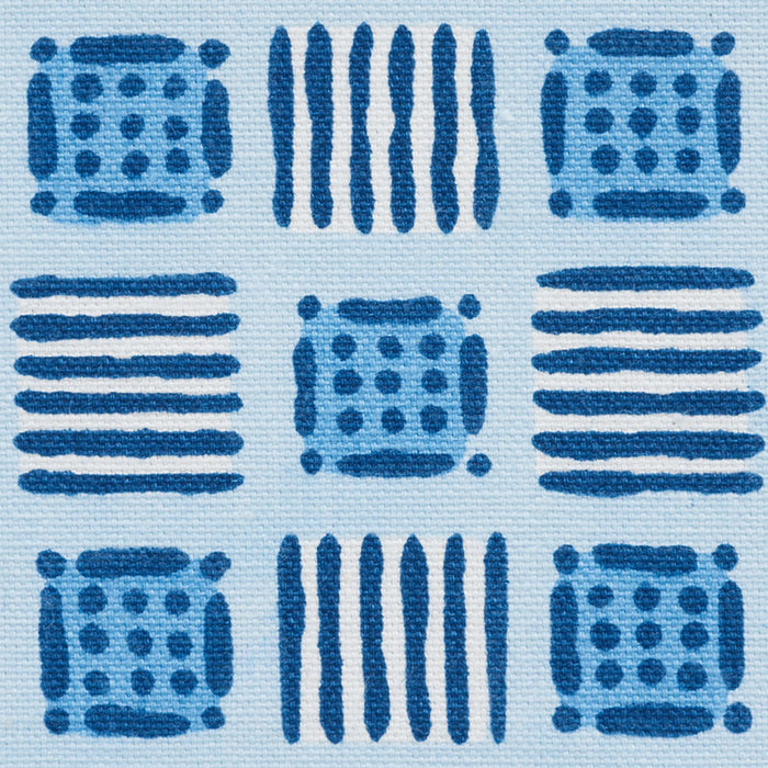 Schumacher Mottley Grid Cottage Blue Fabric Sample 177863