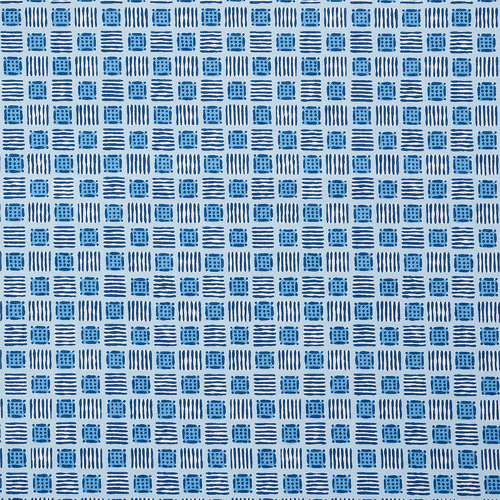 Schumacher Mottley Grid Cottage Blue Fabric Sample 177863