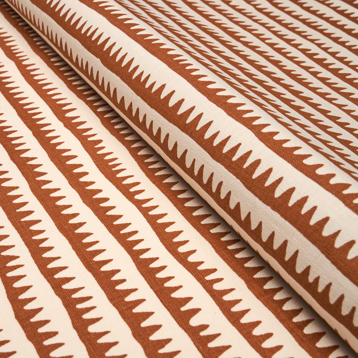 Schumacher Corfu Hand Printed Stripe Rust Fabric Sample 177974