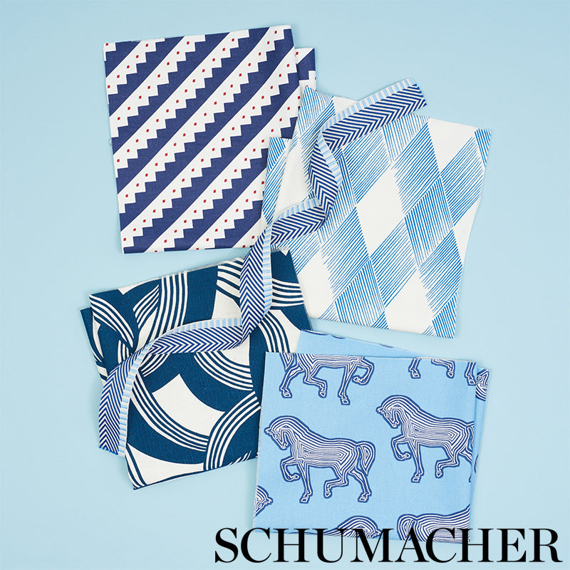 Schumacher Faubourg Blue Fabric Sample 178011