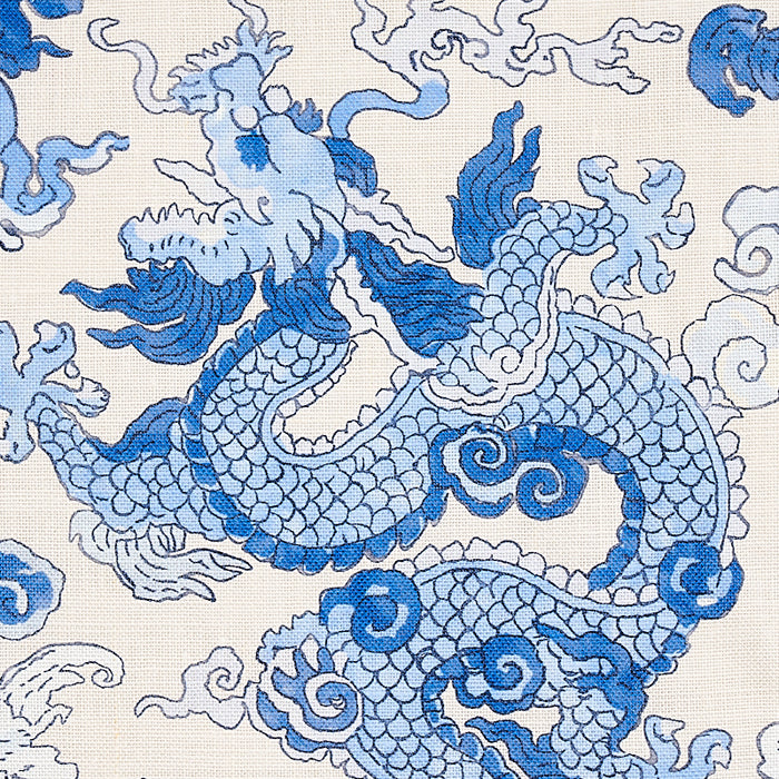 Schumacher Magic Mountain Dragon Porcelain Fabric 178054