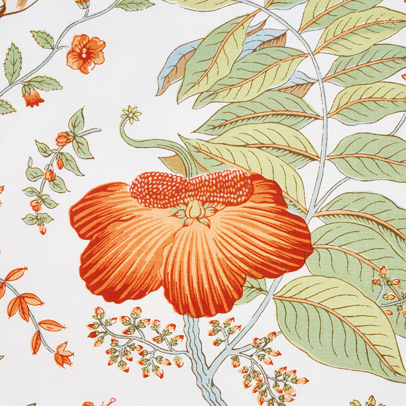 Schumacher Pomegranate Botanical Orange Fabric Sample 178122