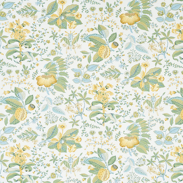 Schumacher Pomegranate Botanical Citron Fabric Sample 178123