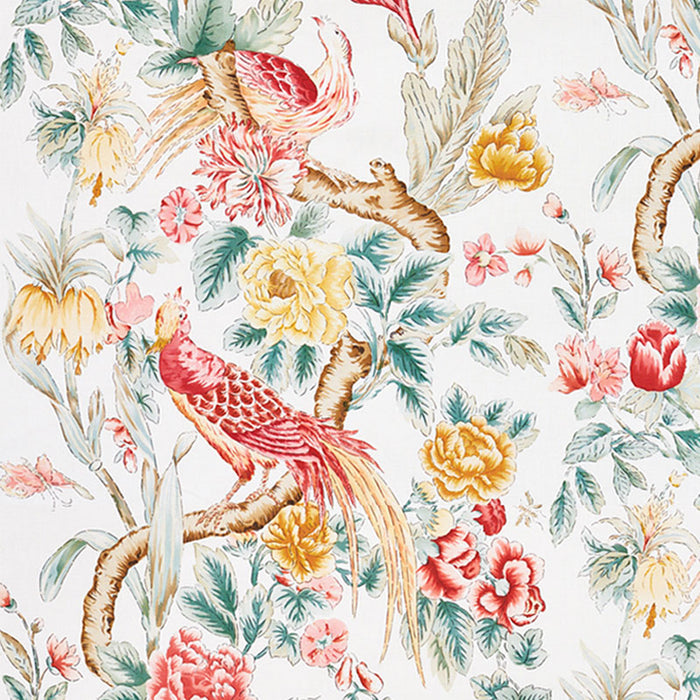 Schumacher Majestic Garden Rose & Celadon Fabric 178161