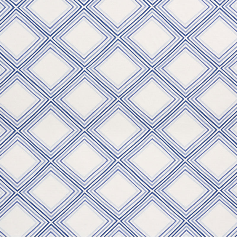 Schumacher Square Dance Blue Fabric 178271