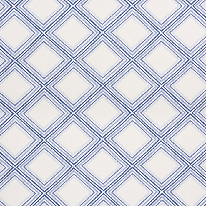 Schumacher Square Dance Blue Fabric 178271