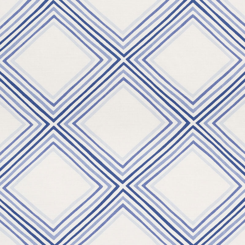 Schumacher Square Dance Blue Fabric 178271