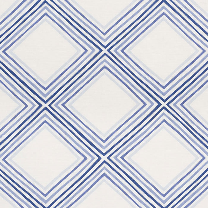 Schumacher Square Dance Blue Fabric Sample 178271