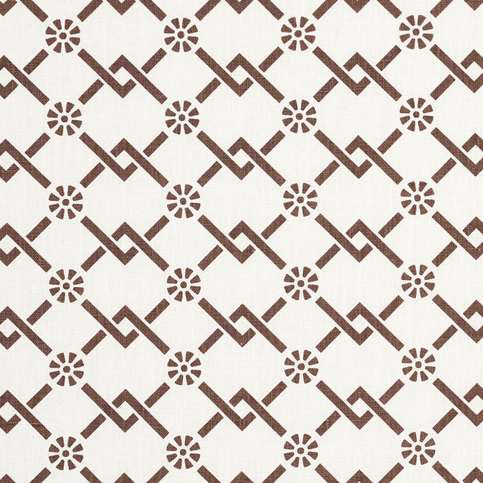 Schumacher Fretwork Flower Chestnut Fabric 178312