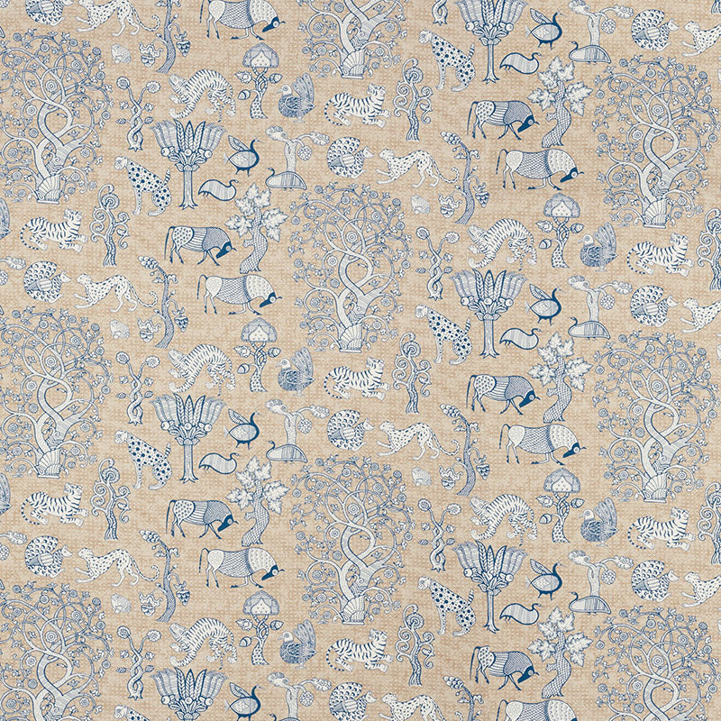 Schumacher Animalia Blue & Natural Fabric 178320