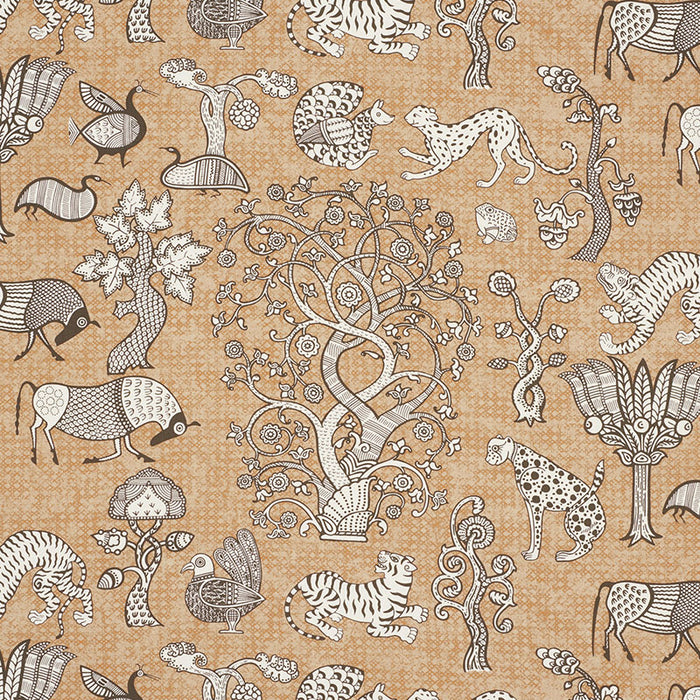 Schumacher Animalia Carbon & Sienna Fabric Sample 178322