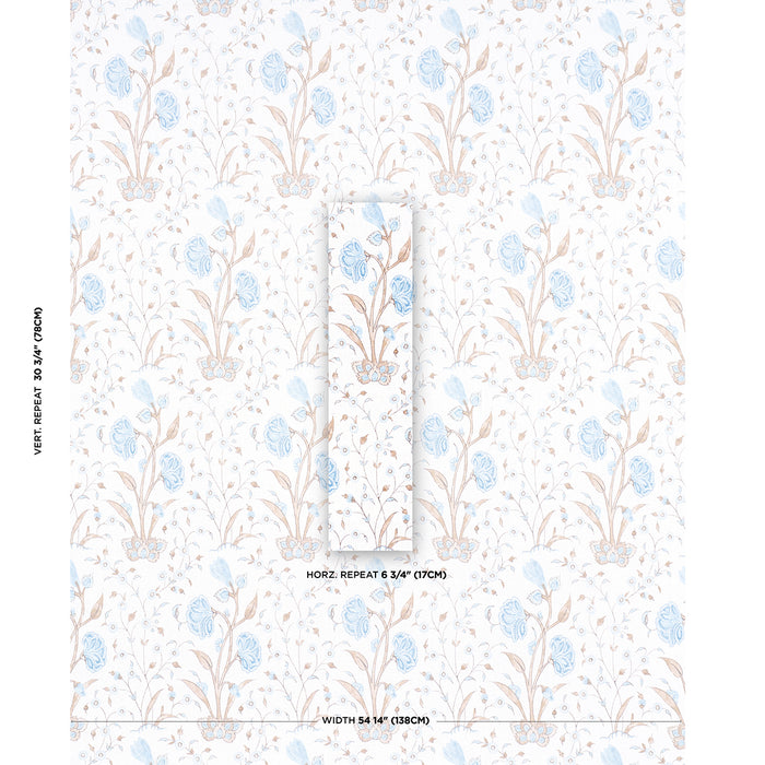 Schumacher Khilana Floral Sky Fabric Sample 178334