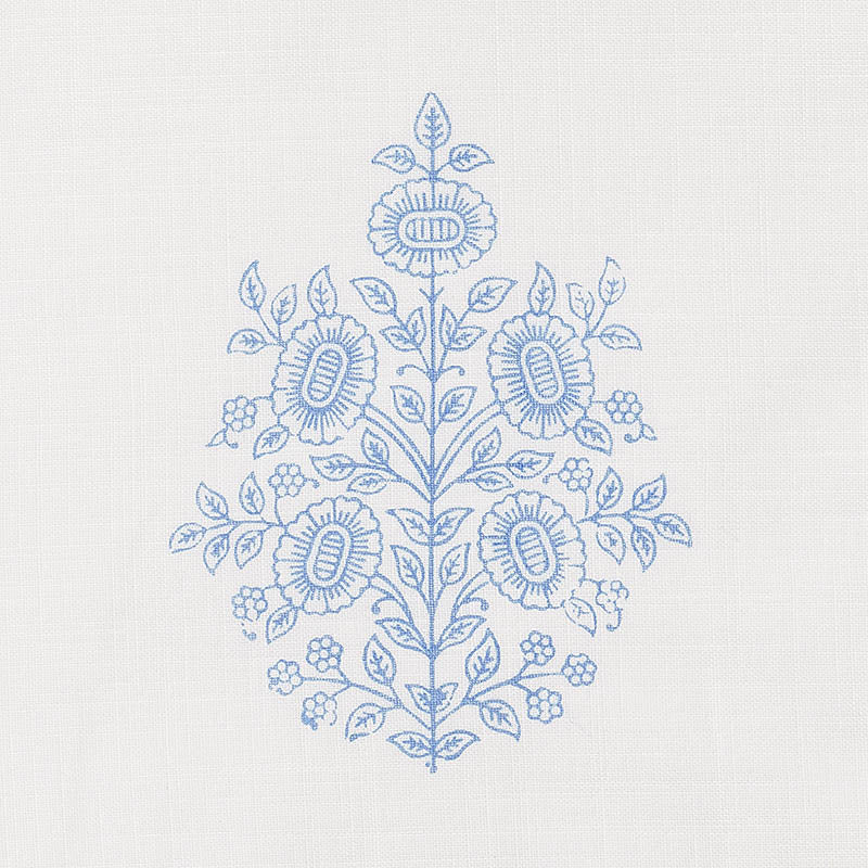 Schumacher Asara Flower Sheer Blue Fabric Sample 178372