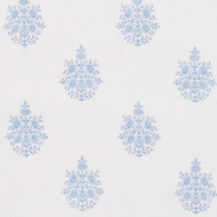 Schumacher Asara Flower Sheer Blue Fabric Sample 178372