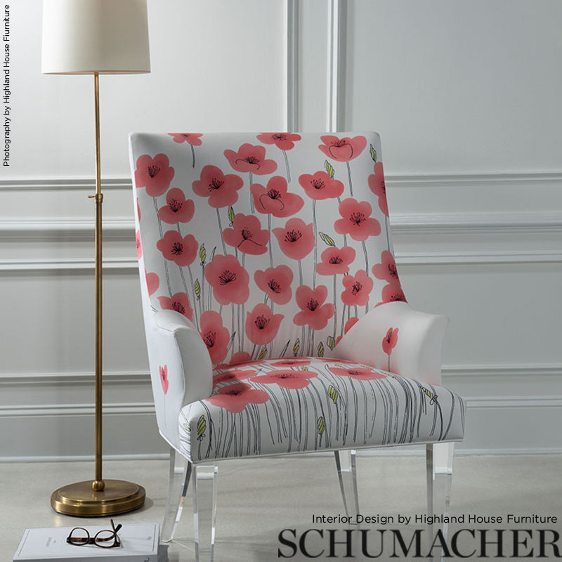 Schumacher Wild Poppies Panel Pink Fabric Sample 178391