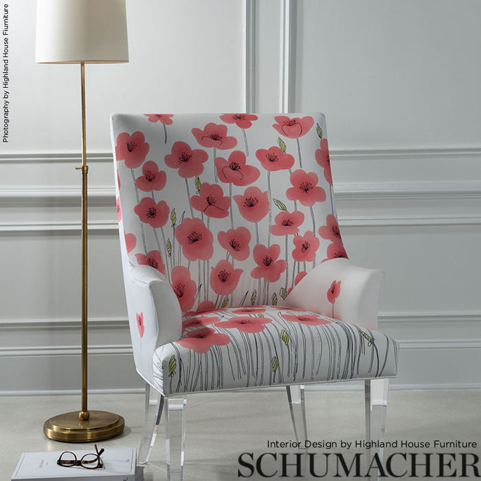 Schumacher Wild Poppies Panel Pink Fabric 178391