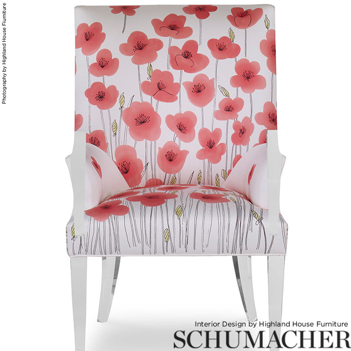 Schumacher Wild Poppies Panel Pink Fabric 178391