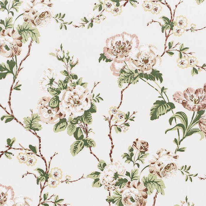 Schumacher Betty Chintz Quiet Pink Fabric Sample 178400