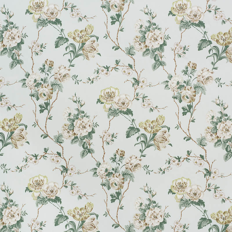 Schumacher Betty Chintz Celadon Fabric 178402