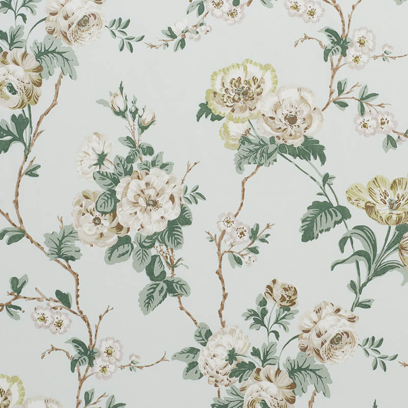 Schumacher Betty Chintz Celadon Fabric 178402