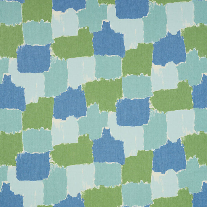 Schumacher Colorblock Ikat Aqua Fabric 178470