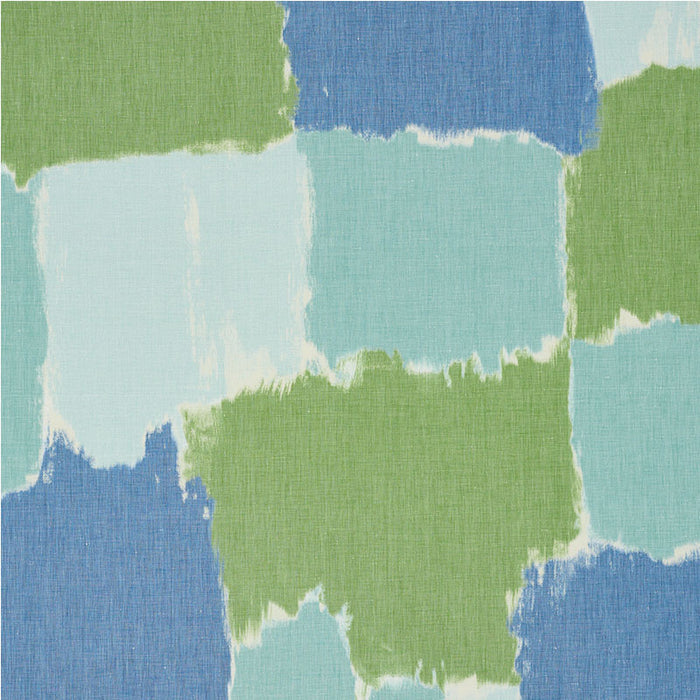 Schumacher Colorblock Ikat Aqua Fabric 178470