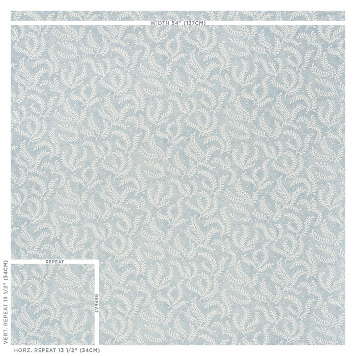 Schumacher Etched Fern Blue Fabric Sample 178531