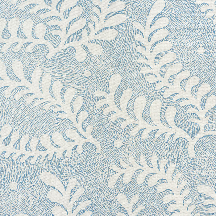 Schumacher Etched Fern Blue Fabric 178531