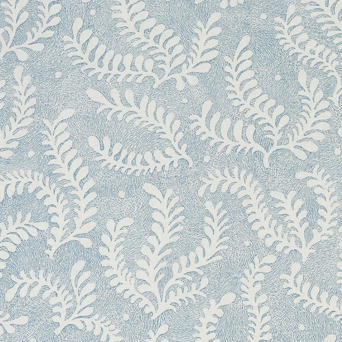 Schumacher Etched Fern Blue Fabric 178531