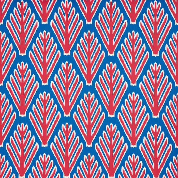 Schumacher Bodhi Tree Blue & Red Fabric Sample 178561