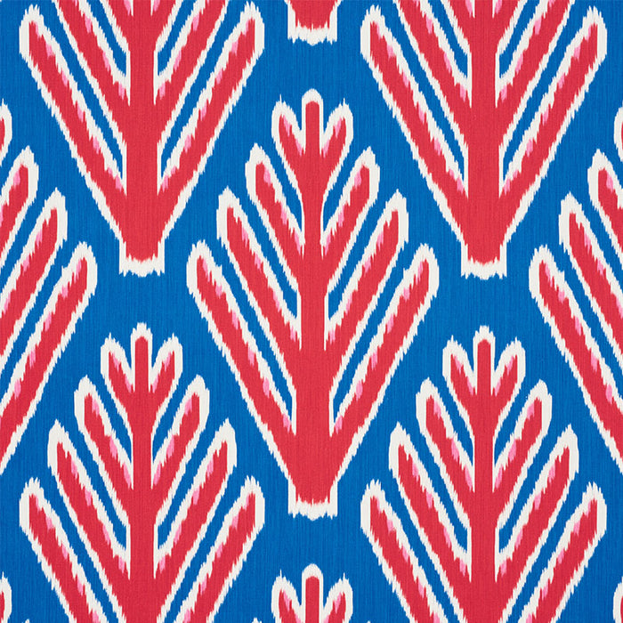 Schumacher Bodhi Tree Blue & Red Fabric Sample 178561