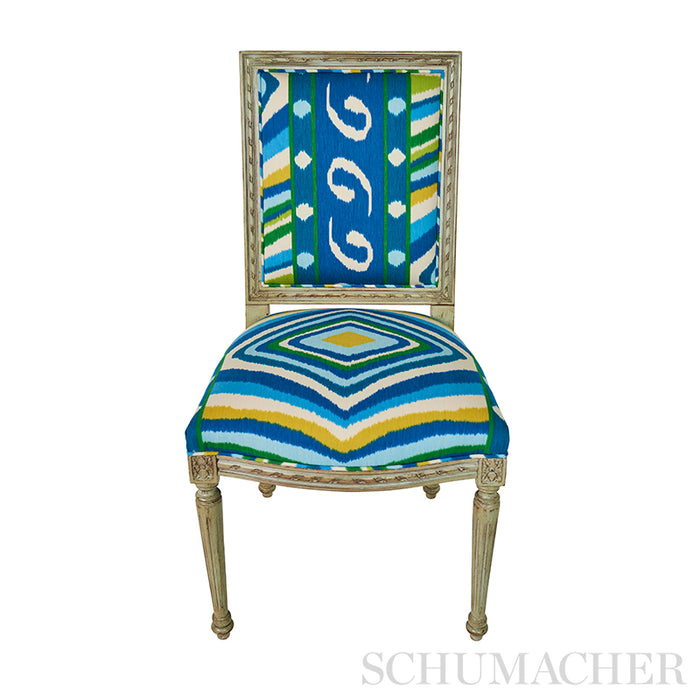 Schumacher Terence Ikat Peacock Fabric 178582