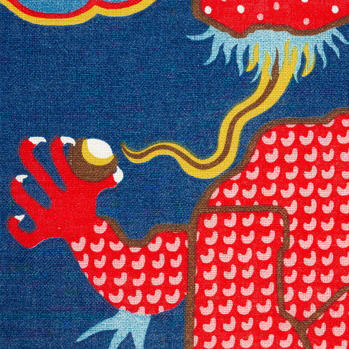 Schumacher Magical Ming Dragon Navy Fabric 178590