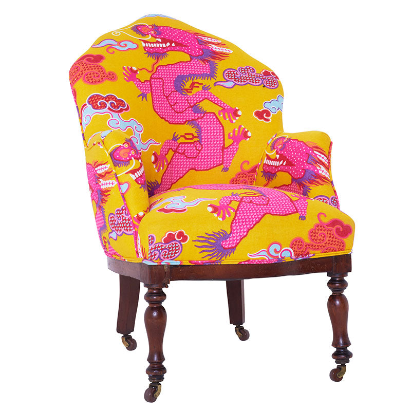 Schumacher Magical Ming Dragon Yellow Fabric 178591