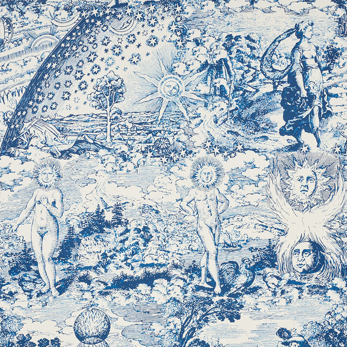 Schumacher Modern Toile Indigo Fabric 178620