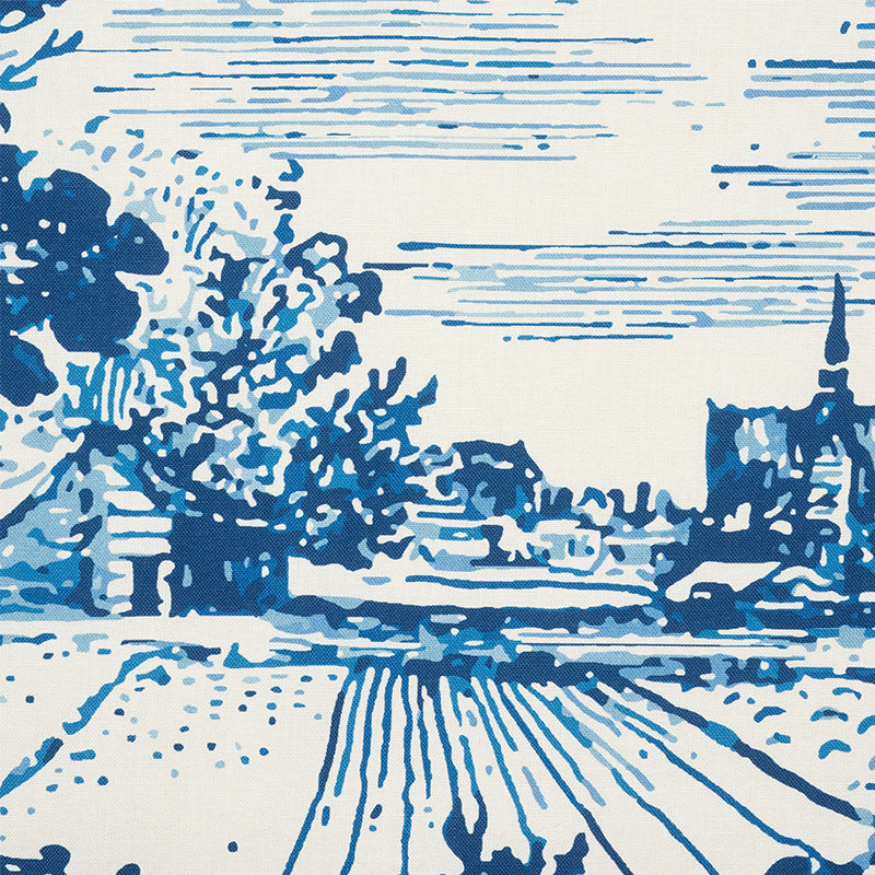 Schumacher Modern Toile Indigo Fabric 178620