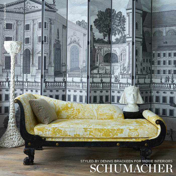 Schumacher Modern Toile Yellow Fabric 178622