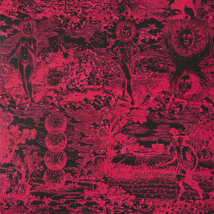 Schumacher Modern Toile Pink & Black Fabric 178623