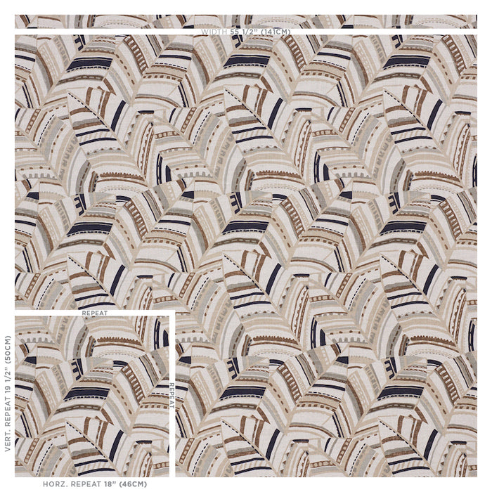 Schumacher Deco Leaves Neutral Fabric Sample 178651