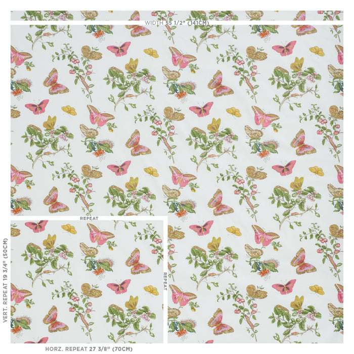 Schumacher Baudin Butterfly Chintz Blush Fabric 178720