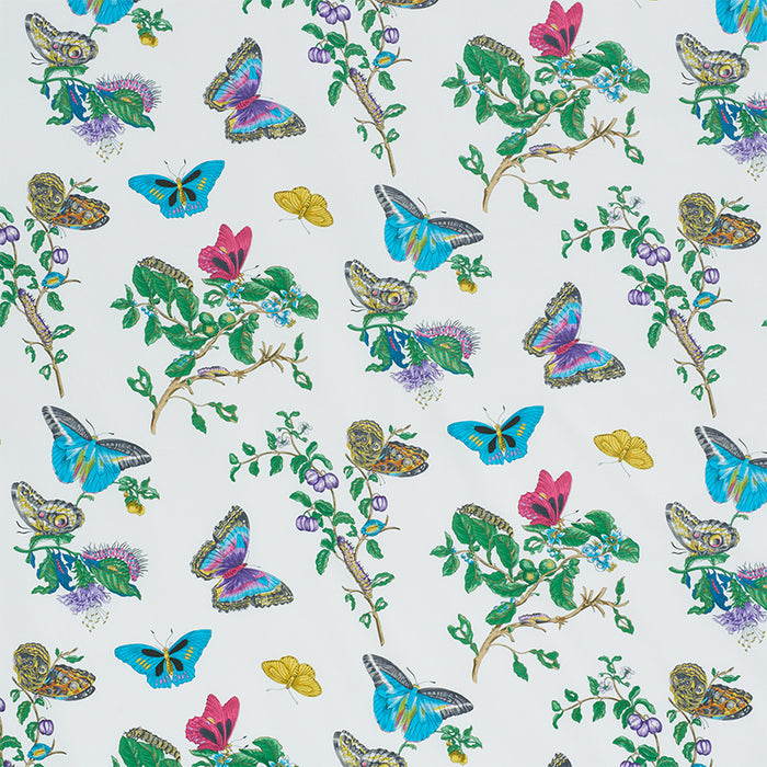 Schumacher Baudin Butterfly Chintz Turquoise Fabric 178721