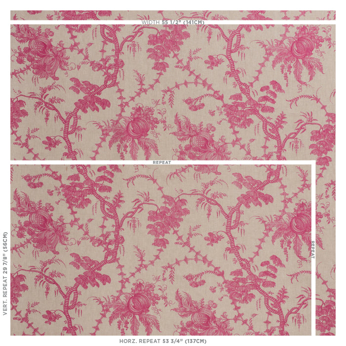 Schumacher San Cristobal Toile Magenta Fabric Sample 178730