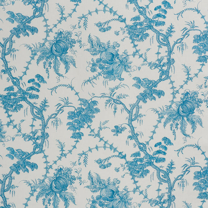 Schumacher San Cristobal Toile Peacock Fabric Sample 178731