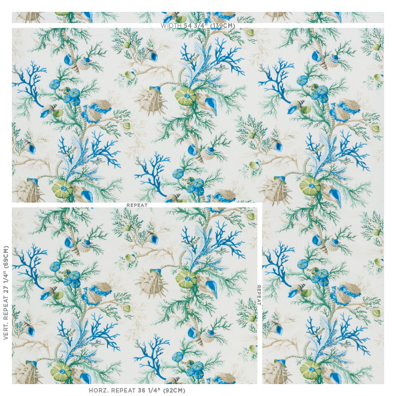 Schumacher Del Tesoro Blue & Green Fabric 178760