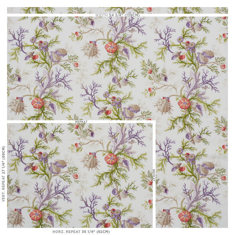 Schumacher Del Tesoro Purple & Coral Fabric 178762