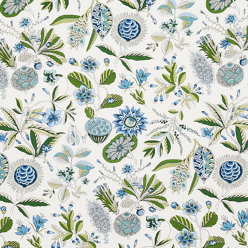 Schumacher Roca Redonda Blue & Ivory Fabric 178773