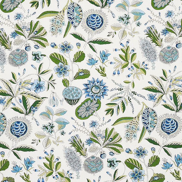 Schumacher Roca Redonda Blue & Ivory Fabric Sample 178773