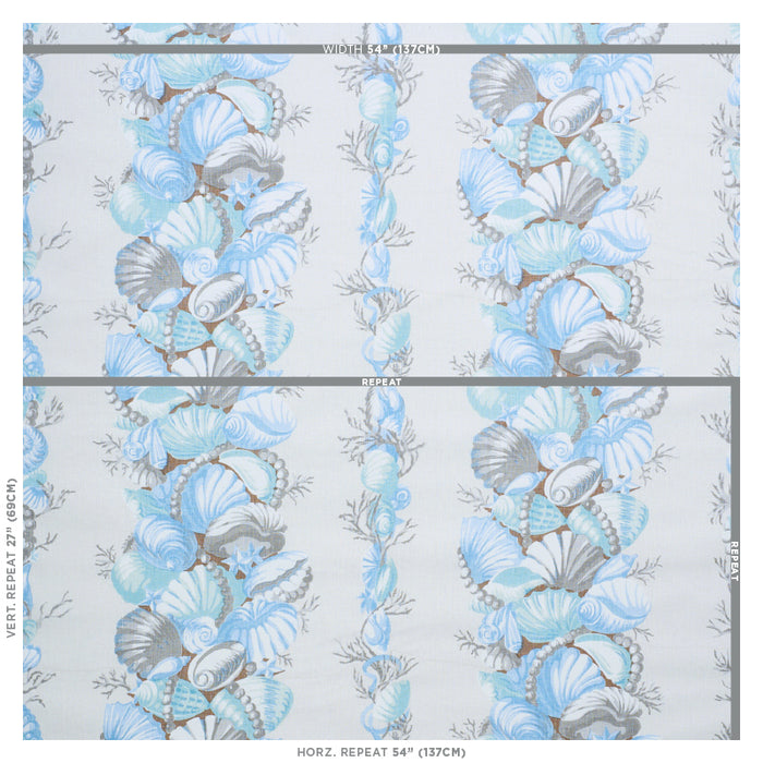 Schumacher Bedolina Chintz Blue & Grey Fabric Sample 178780